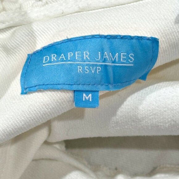 Draper James RSVP White Denim Jacket Size M Ruffle Trim Nautical Preppy Cottage - Picture 9 of 13